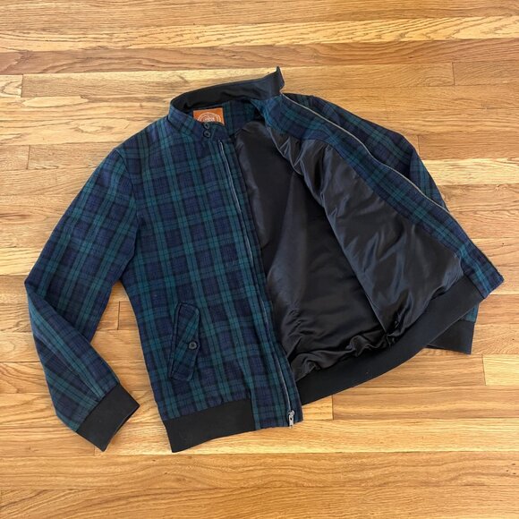 J Press x Urban Outfitters Blackwatch Tartan Green/Blue/Black Bomber Jacket - M - Picture 2 of 6